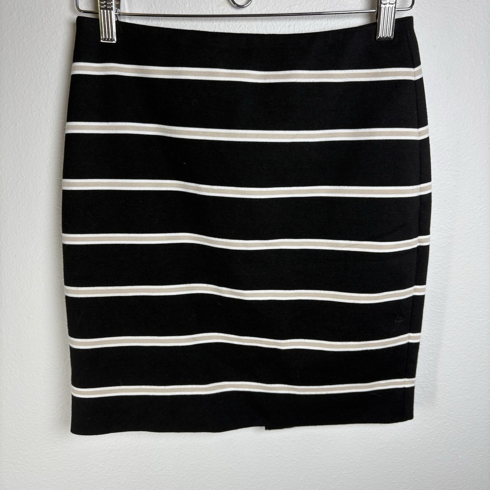White House Black Market Womens 0 Black Pencil Skirt Preppy Office Stripe
